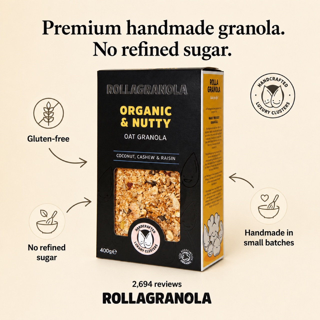 Rollagranola · no refined sugar Clinical Infographic